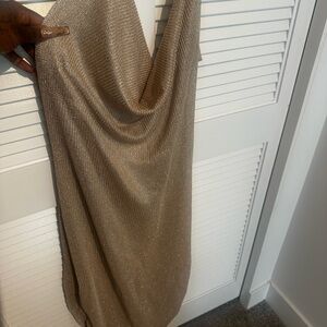 PrettyLittleThing Gold Backless Dress